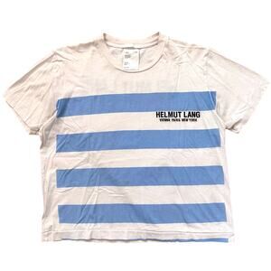 Helmut Lang Striped T-Shirt Logo Embroidered | Fits Small